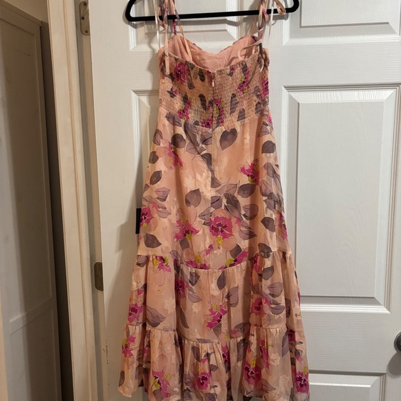 Lulus Tea Party Chic Pink Floral Tiered Midi Dress - Picture 2 of 3